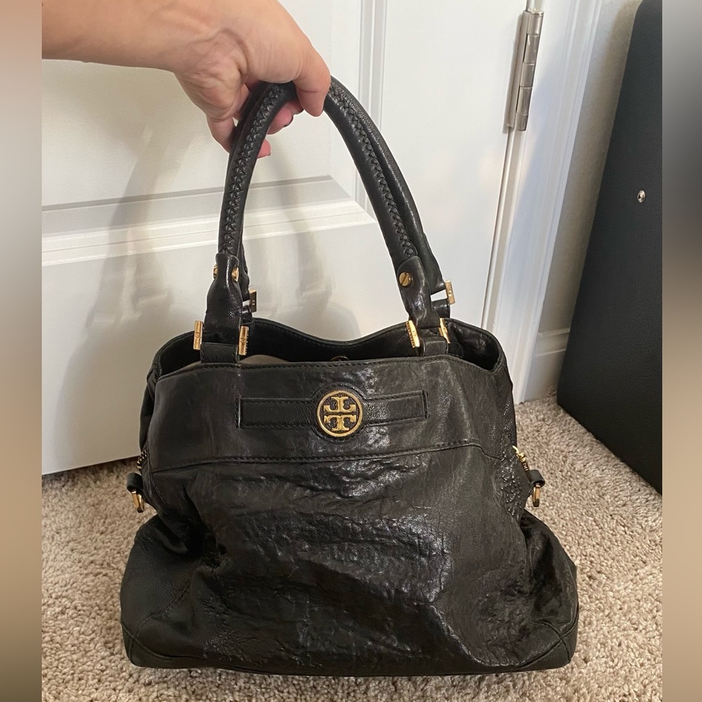 Black and gold Tory Burch medium bag
